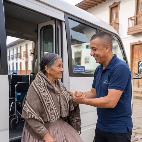 Don Fernando acompañando un servicio de transporte especial en Cali
